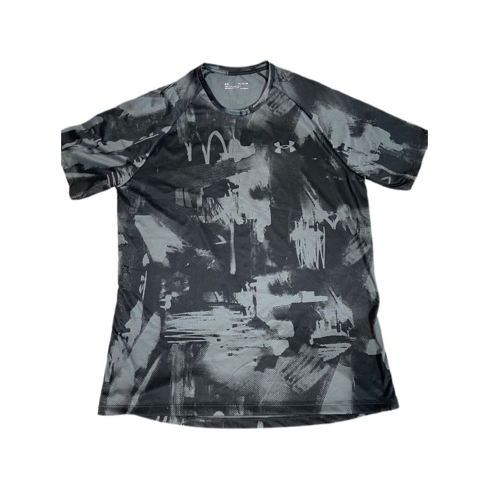 Under Armour Heat Gear Men's Tech Training Tee XL Black/Gray All Over Print